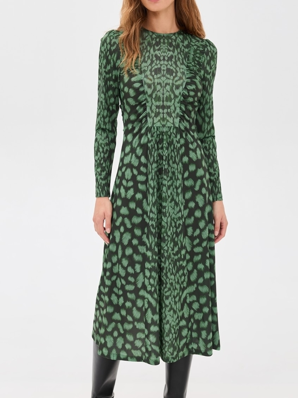 Sea New York Claude Leopard Long Sleeve Dress